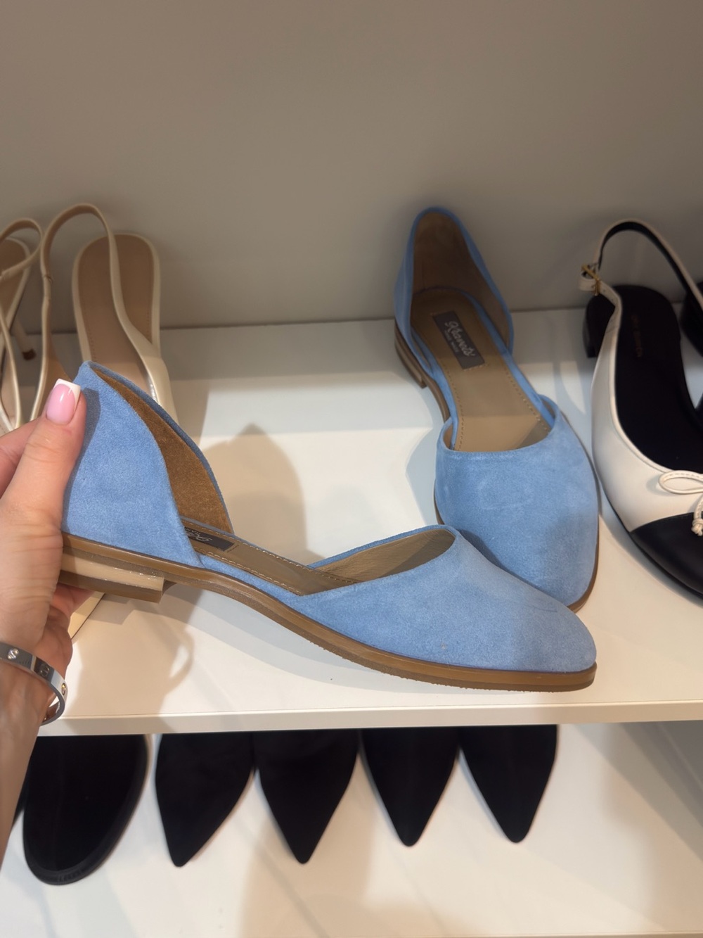 Light Blue Suede D'Orsay Flats - Unbranded